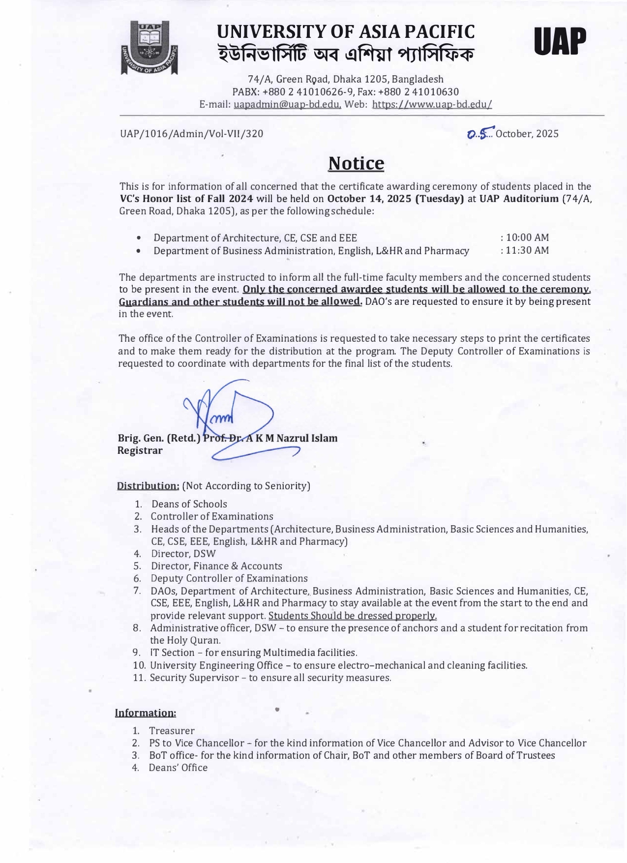 Awarding Ceremony_VC's Honor list