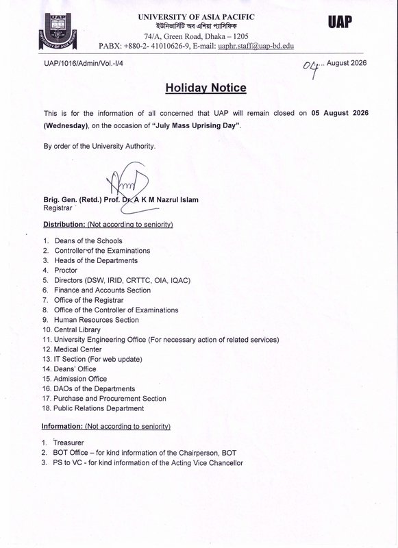 Holiday Notice